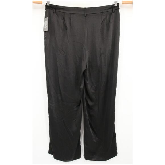 Vince Camuto Dress Pants Black Wide Leg Front Pleat Satin Trouser Pant Size 14W - Picture 16 of 16